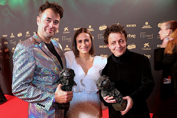 Laura Canals y Lluis Rivera (In Extremis) junto a Iván López (Telson), Goya a los mejores efectos especiaes